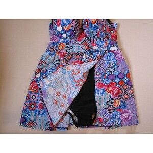 Plus Size Swimsuit 20W Underwire C/D Cup Swimdress Seekers Purple Florals Swim